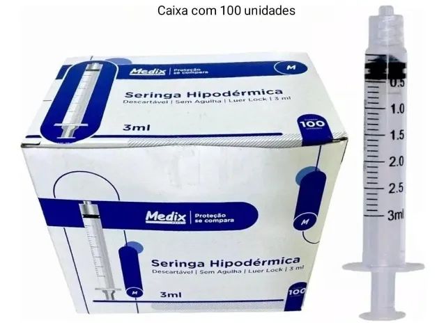 Seringa 3ml Sem Agulha Luer Lock Medix - NOVA