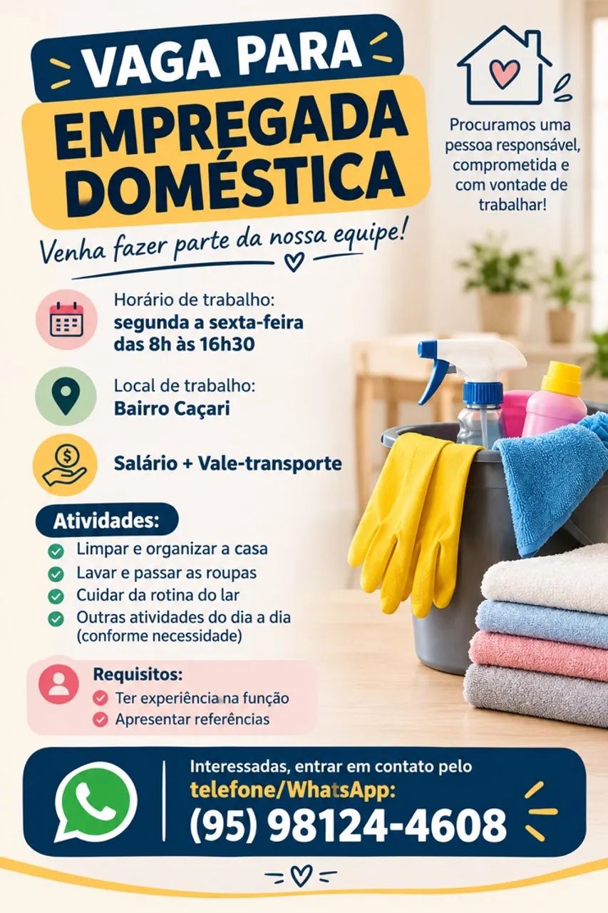 Vaga para empregada doméstica 