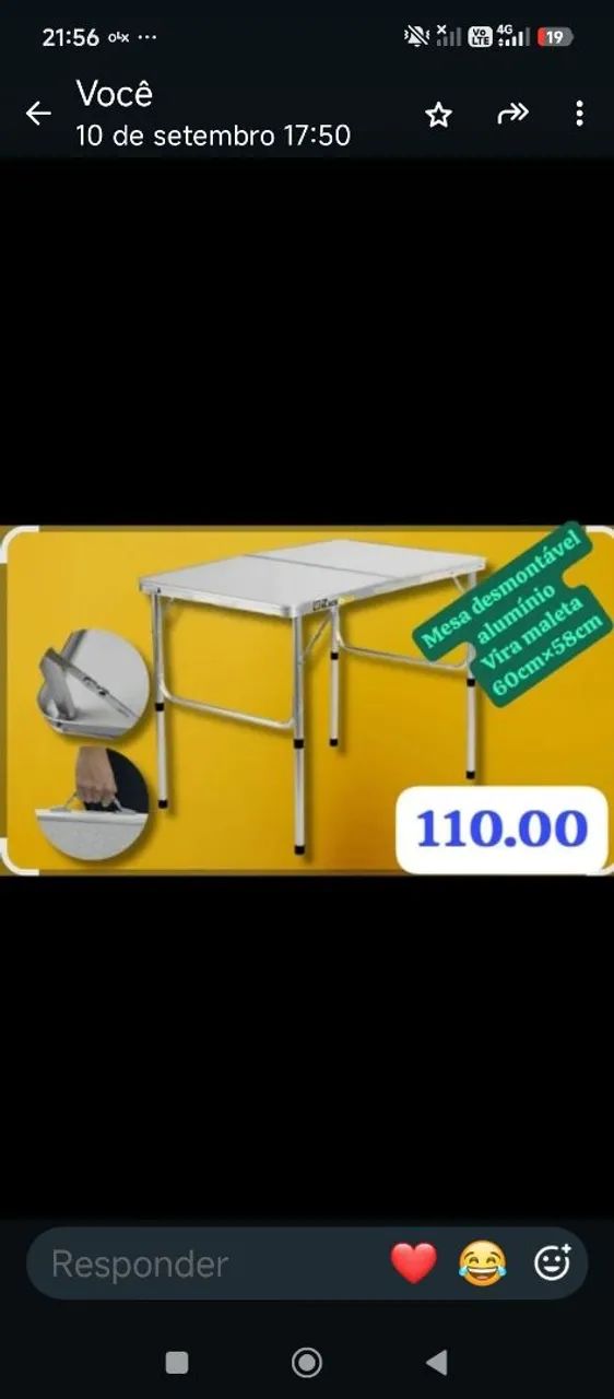 Mesa dobrável de inox