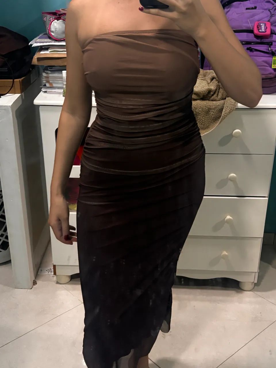 Vestido tule marrom - Foto 2