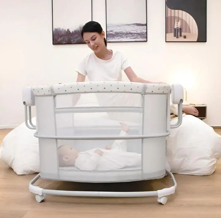 Berço Bluetooth Balanço Automático Duas Alturas Estampado Cinza - Foto 5