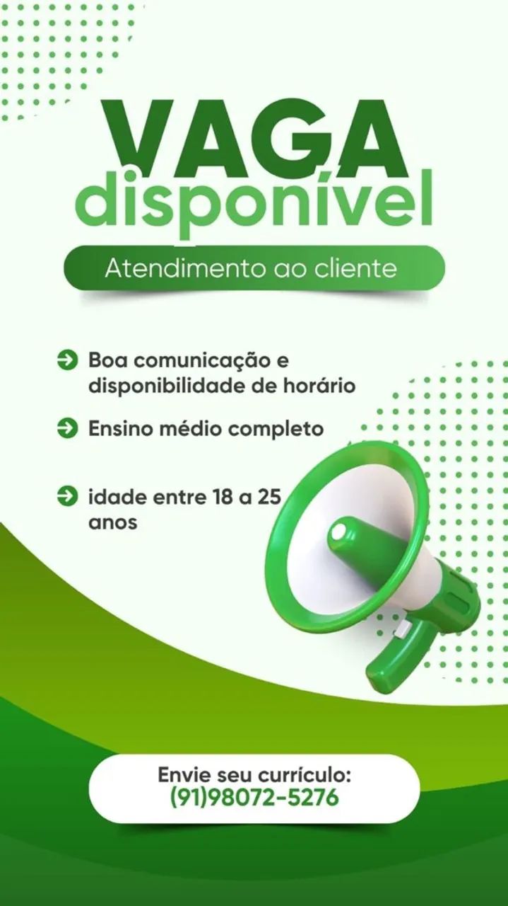 Vaga para atendimento ao cliente 