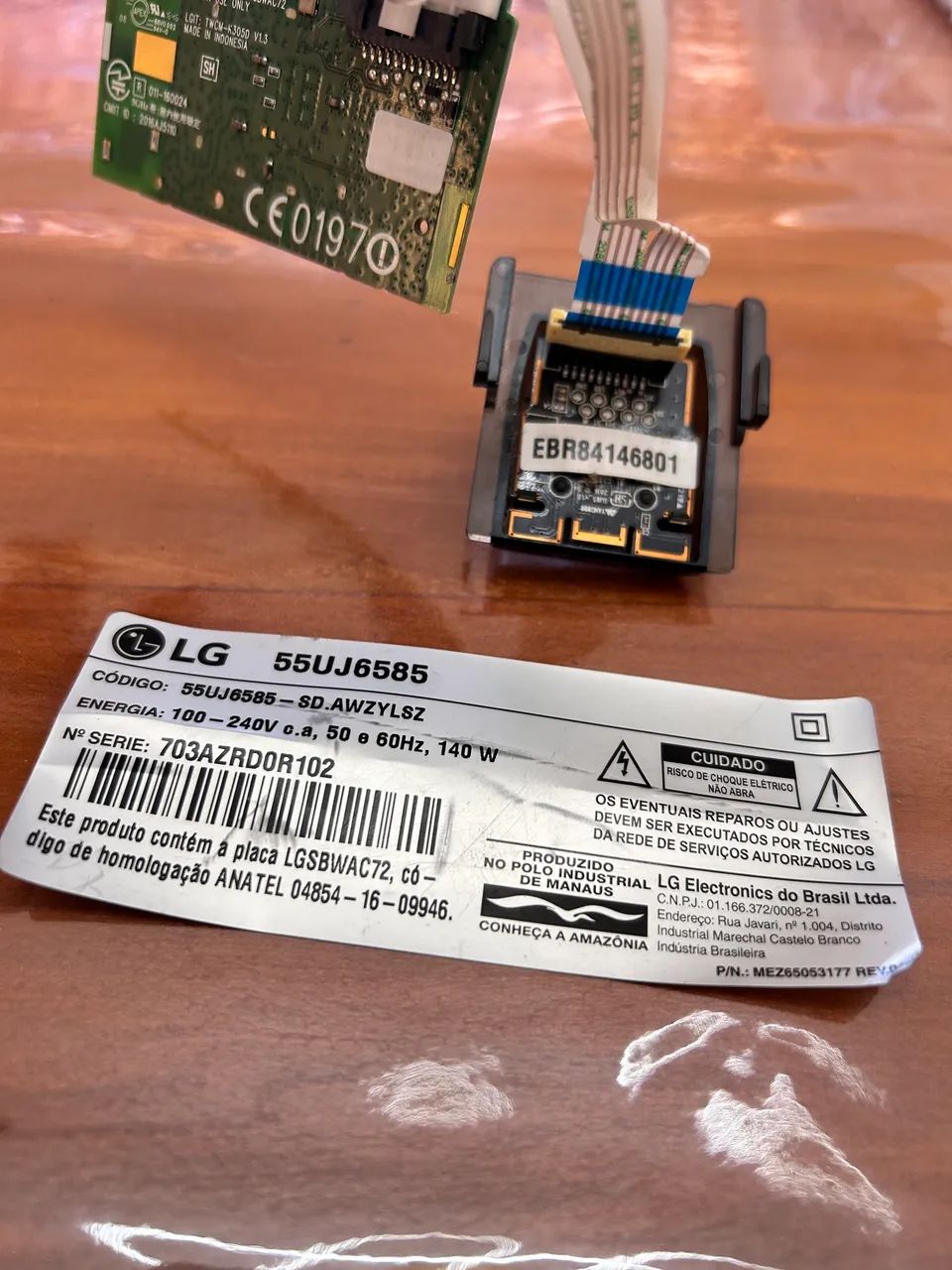 Kit Módulo Wi-Fi LGSBWAC72 + Sensor IR EBR * + Cabo Flat LG 55UJ6585 Original - Foto 4