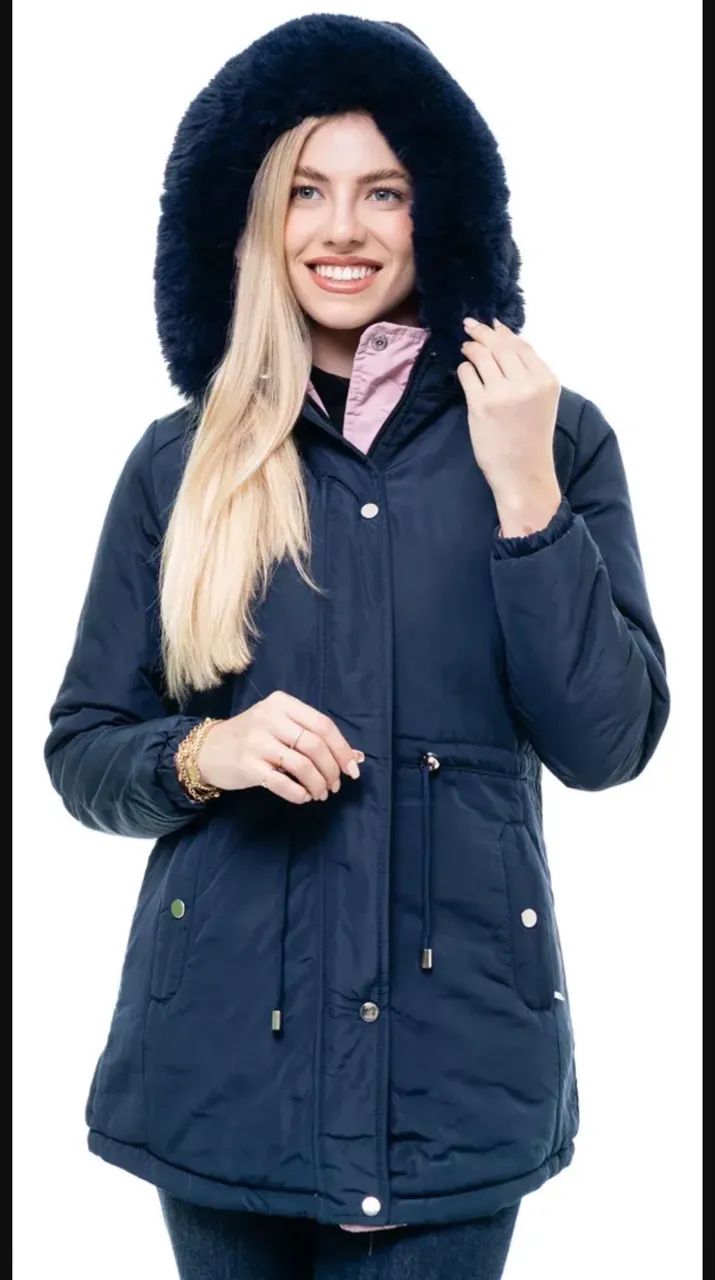 Parka dupla face colorida feminina casaco  - Foto 3