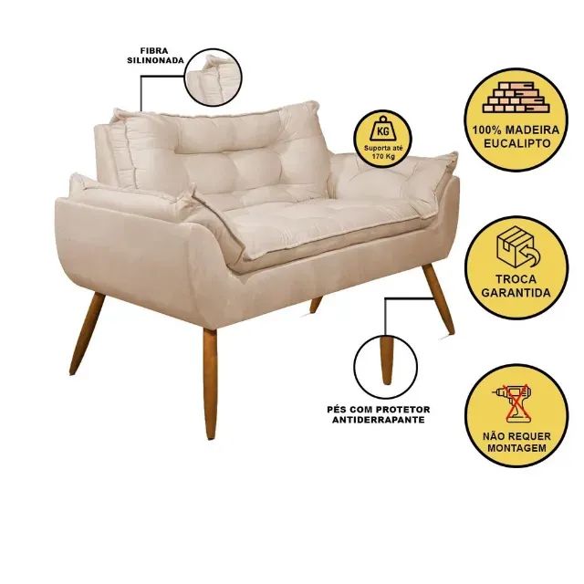 OFERTA - Kit Sofá 2 lugares com Puff + 02 Poltronas - Foto 4