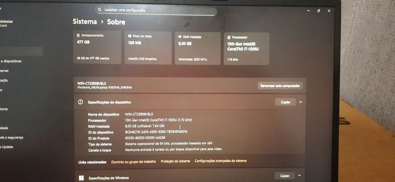 Notebook i7 13 geração windows 11 com caixa bem novo - Foto 4