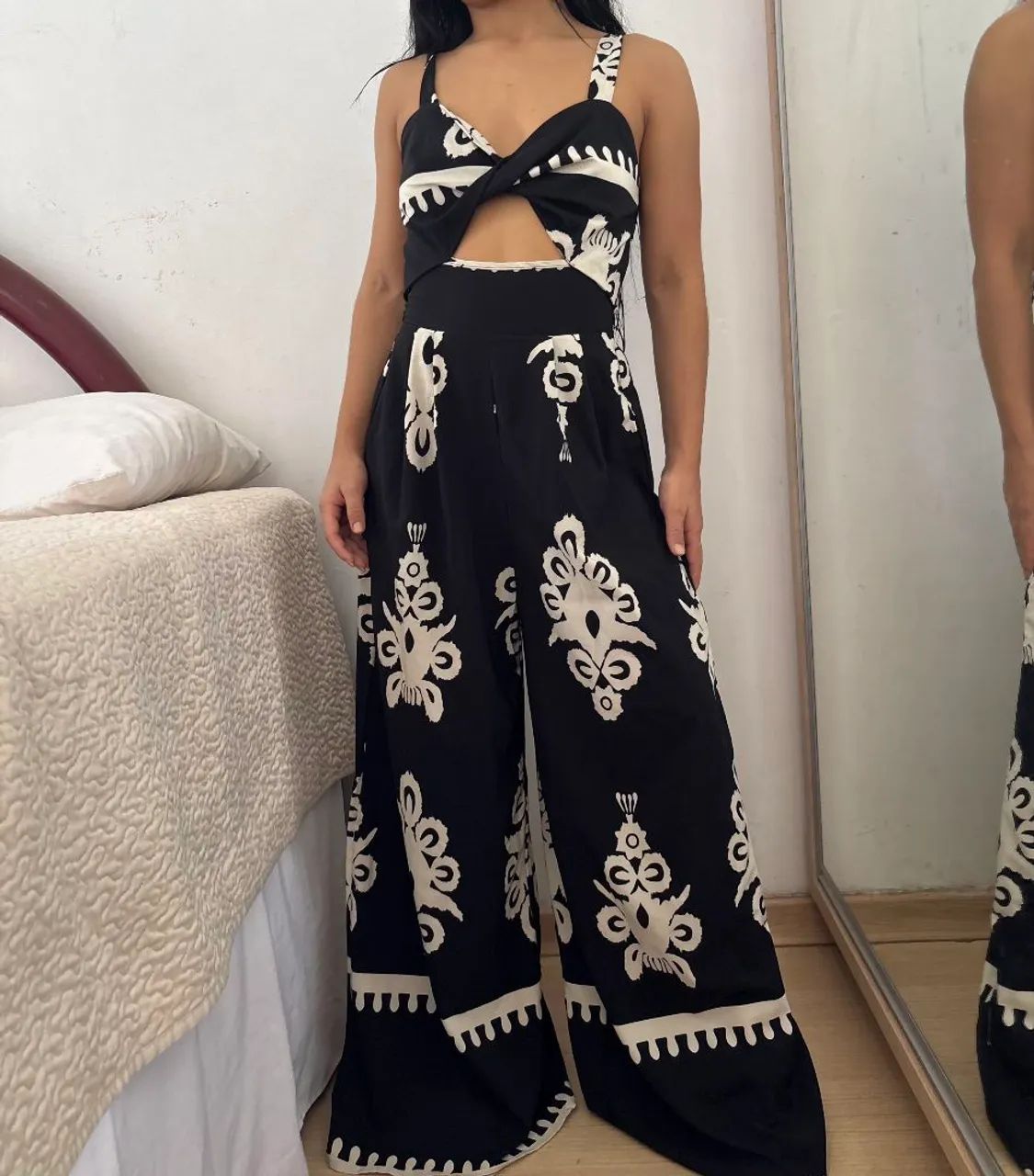 Macacao longo estampa preto e branco