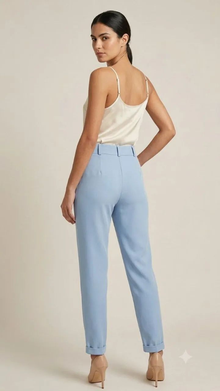 Calça feminina alfaiataria azul - Foto 2
