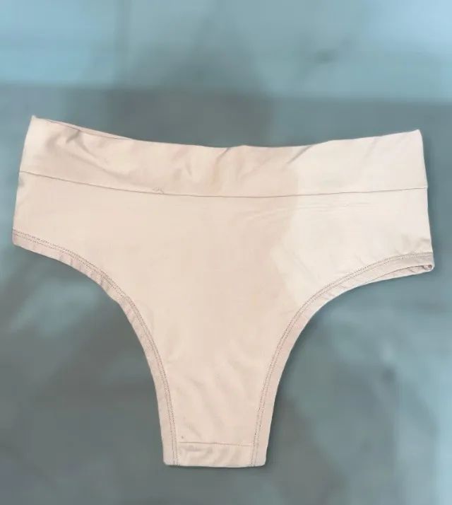 Kit 3 Calcinhas Cintura Alta Nude Laço Cetim - Foto 2