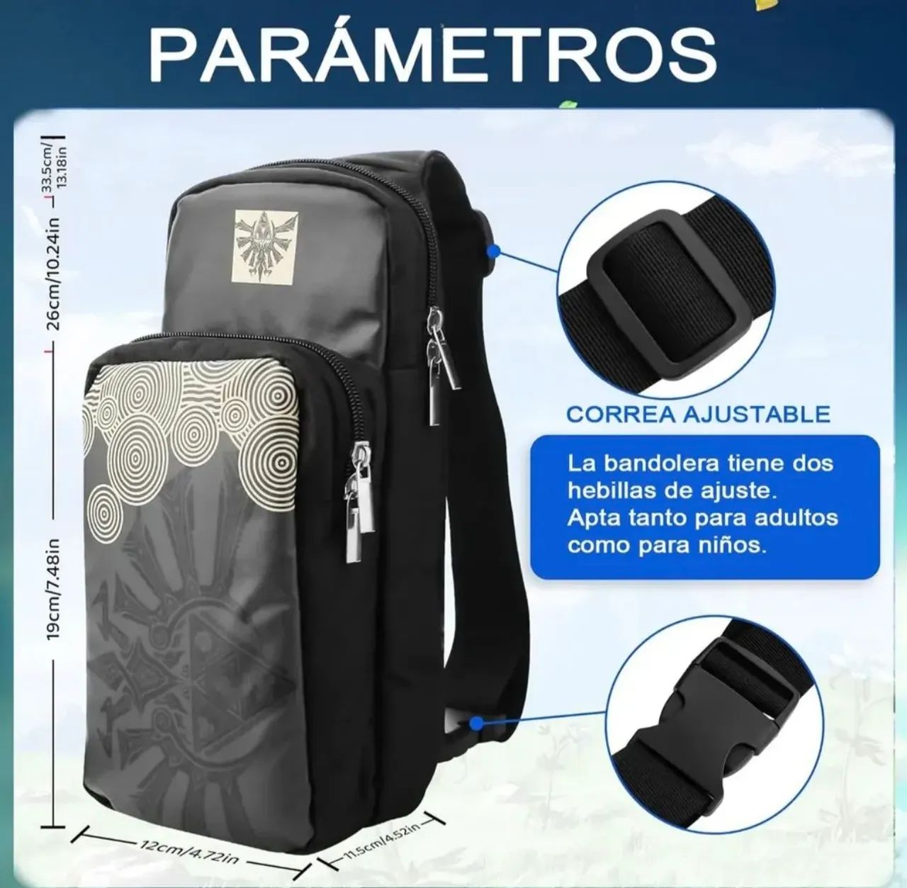 Mochila pra Nintendo switch edição Zelda + chaveiro Master sword
