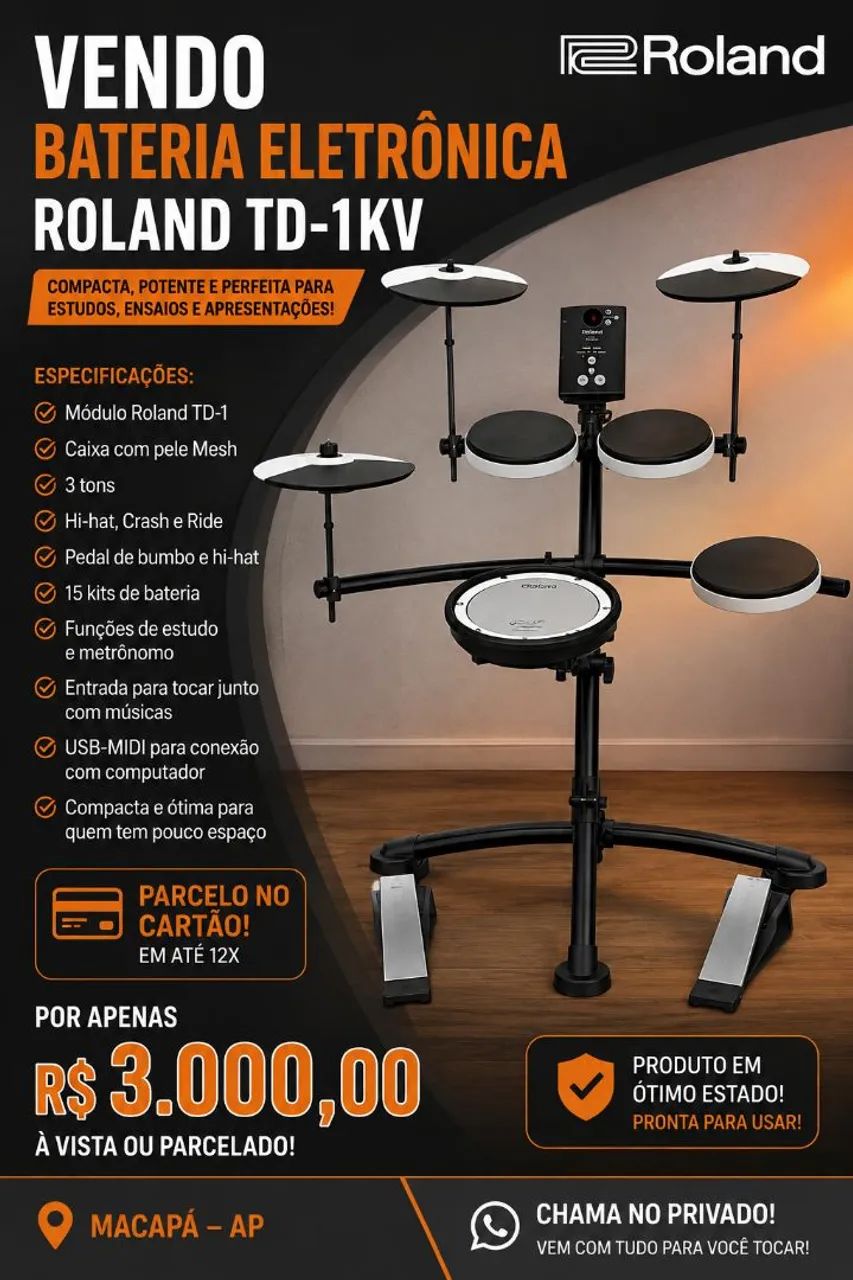 Bateria Eletrônica Roland TD-1KV