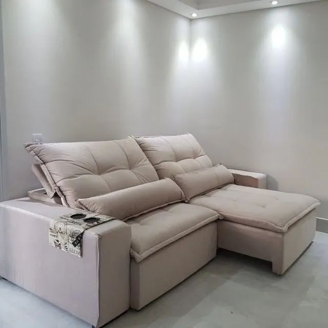 Sofá 4 Lugares Retrátil e Reclinável Detroit 2.50m Molas Ensacadas  - Foto 2