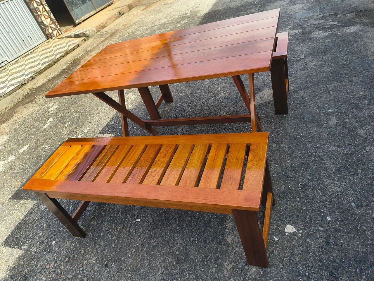 Kit de Mesa Dobrável com Banco Corrido  - Foto 3