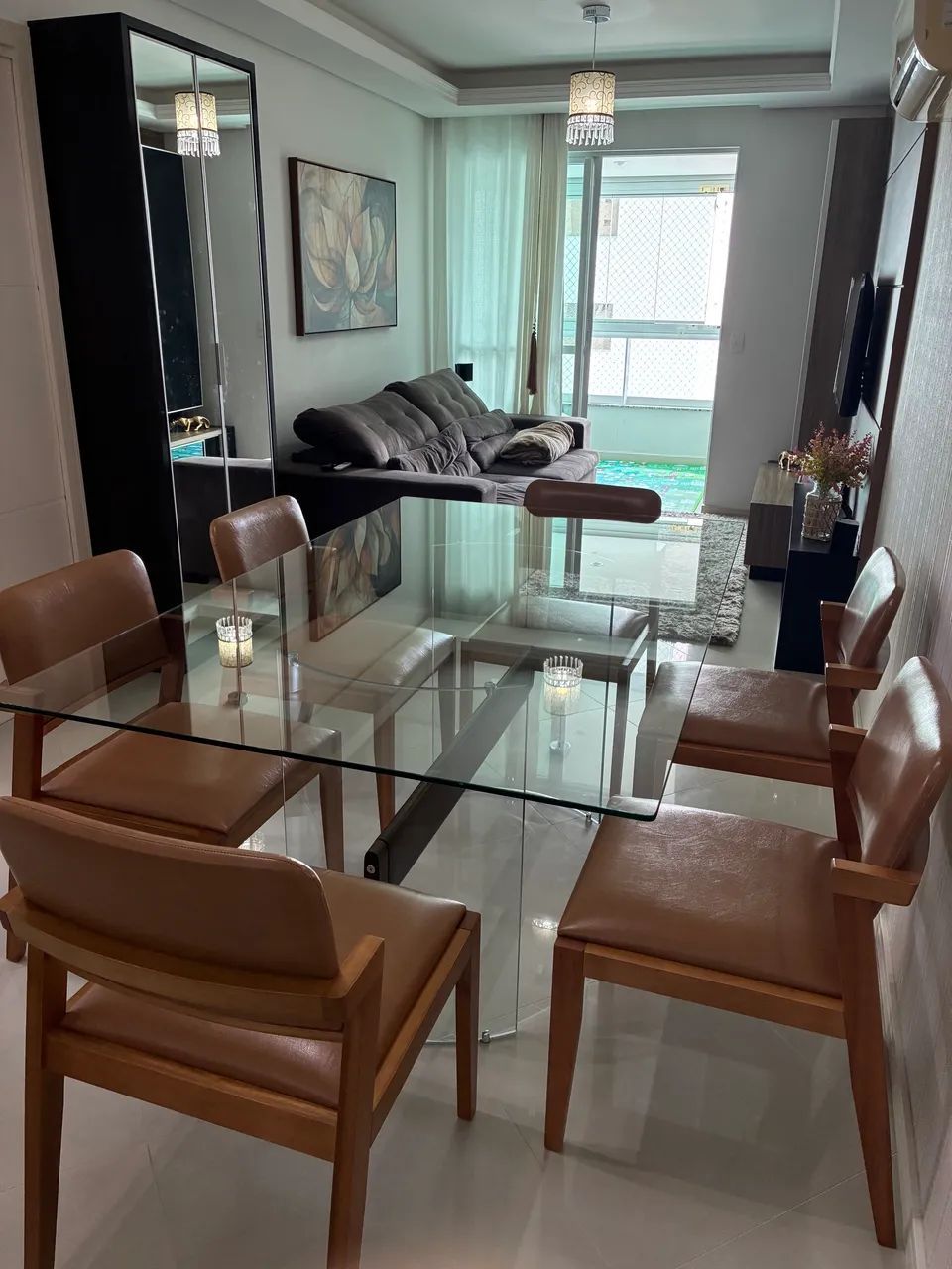 Mesa de jantar retangular em vidro - Foto 4