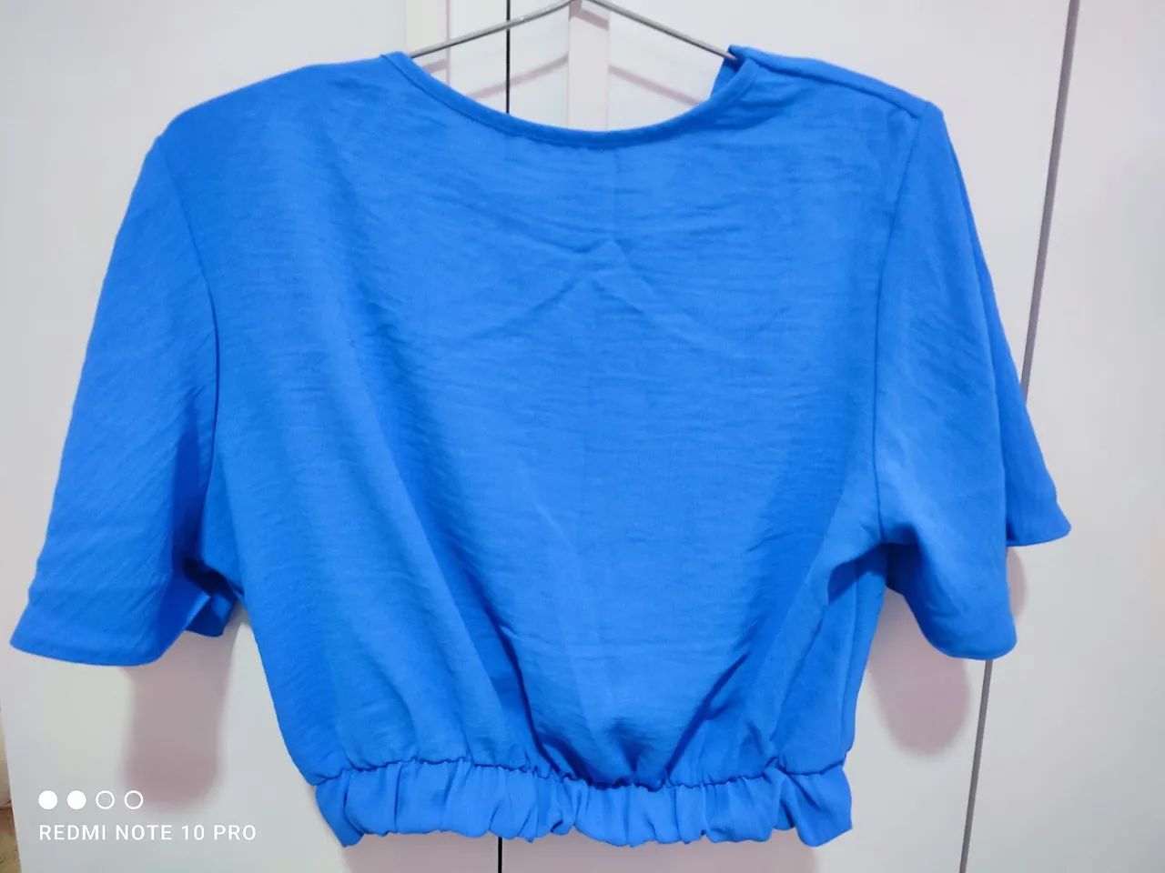 Blusa Cropped azul decote transpassado  - Foto 5