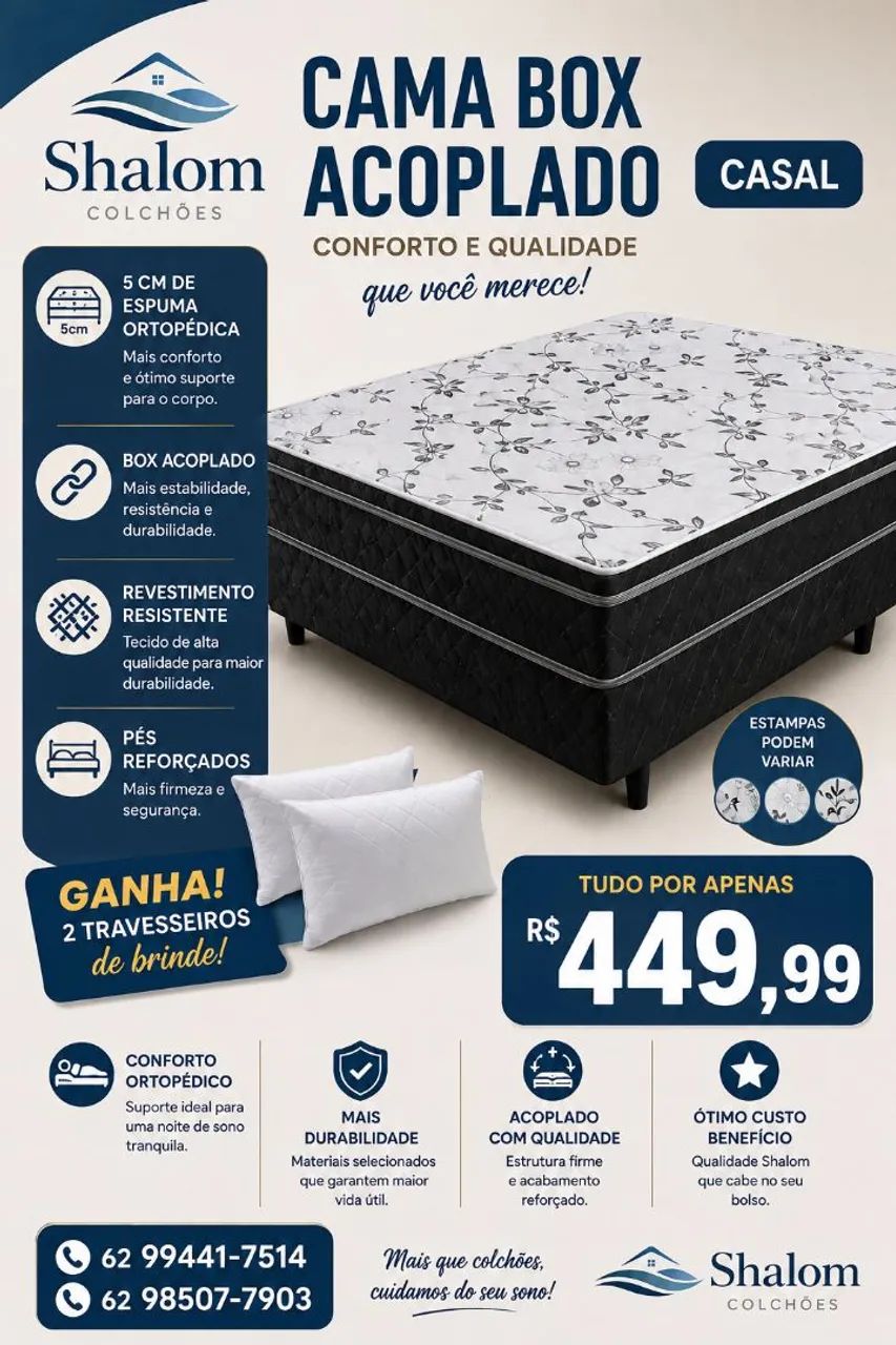 Cama box casal acoplado 