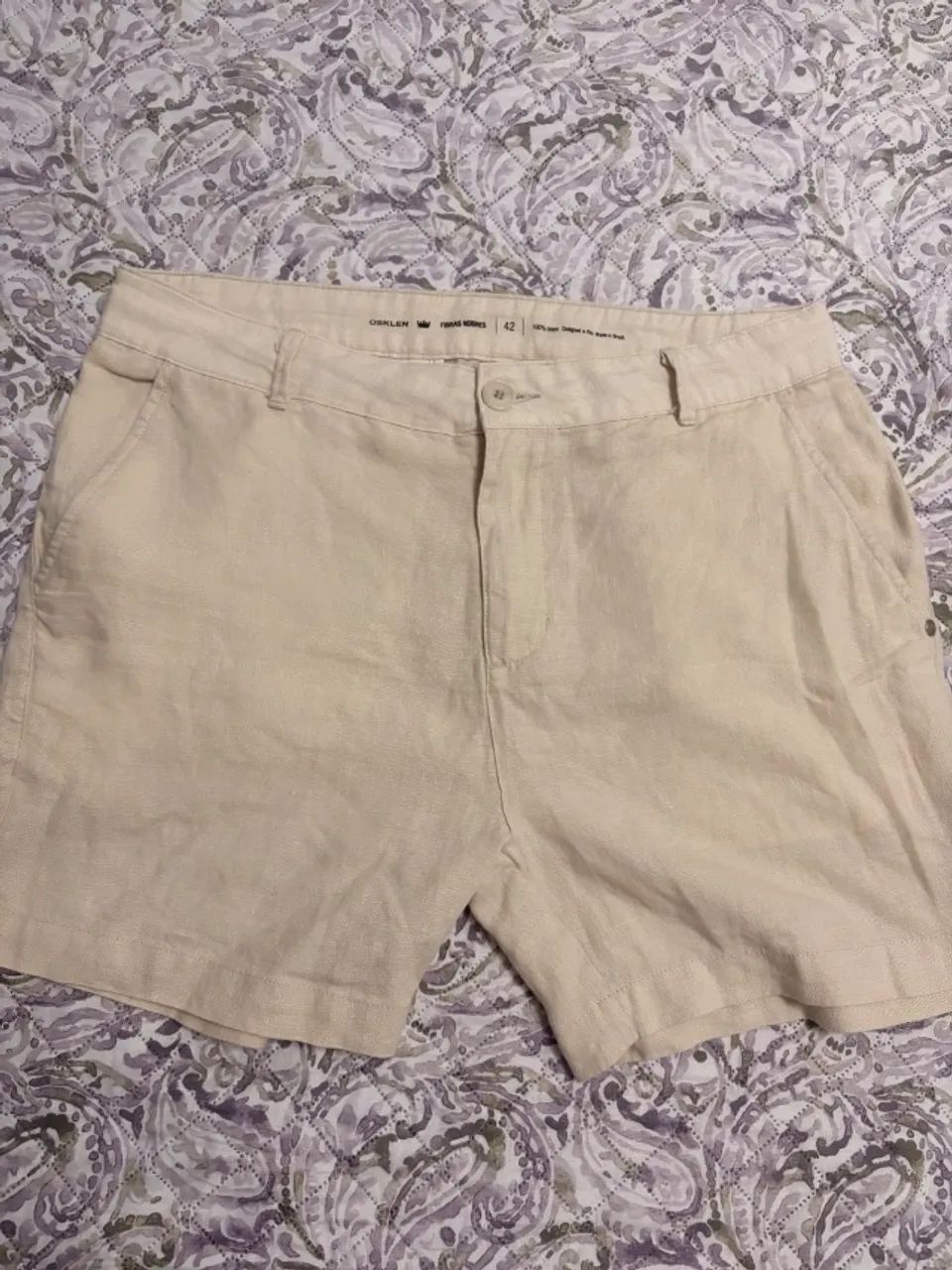 Short 100% linho bege osklen 42 novo 