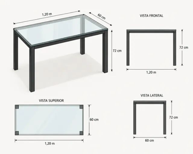 Mesa de Escritório Estilo Industrial com Tampo de Vidro - Foto 3