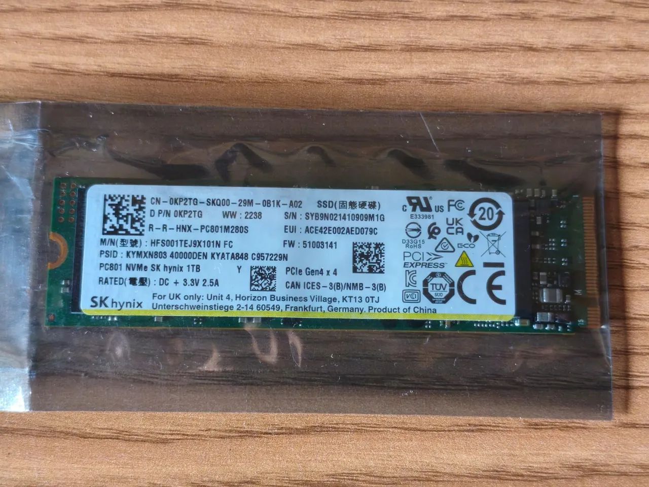 ②-WA481-SKhynix NVMe 1TB SSD 1点 SKHynix SK Hynix SSD 1TB M.2 2280 PCIe Gen3 x4 PC711