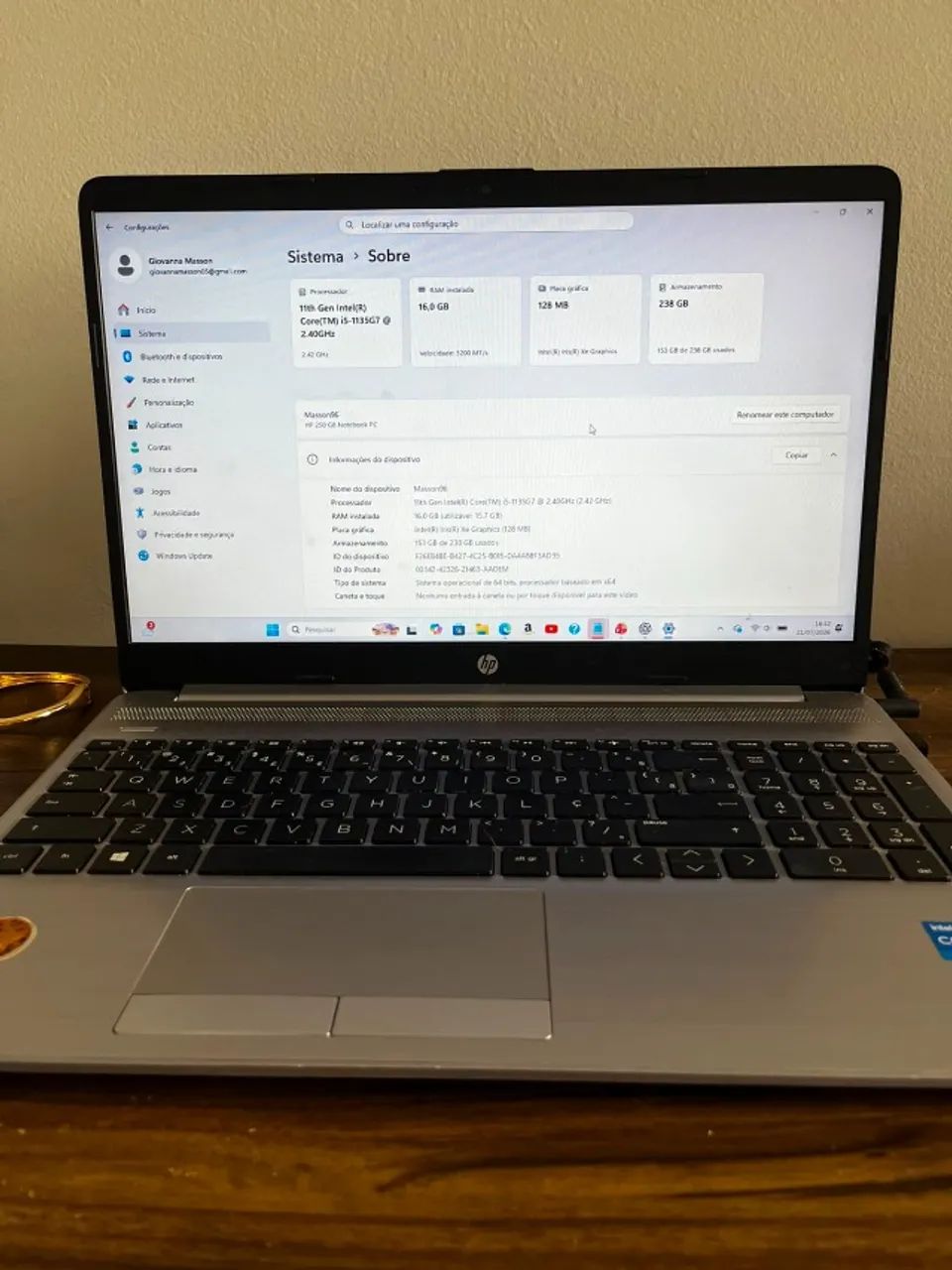 Notbook HP i5 250GB
