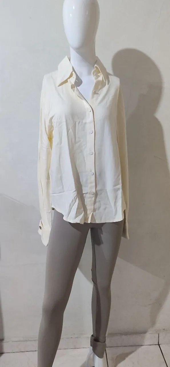 Camisa Viscose Off White Nova Tam 38 - Foto 4