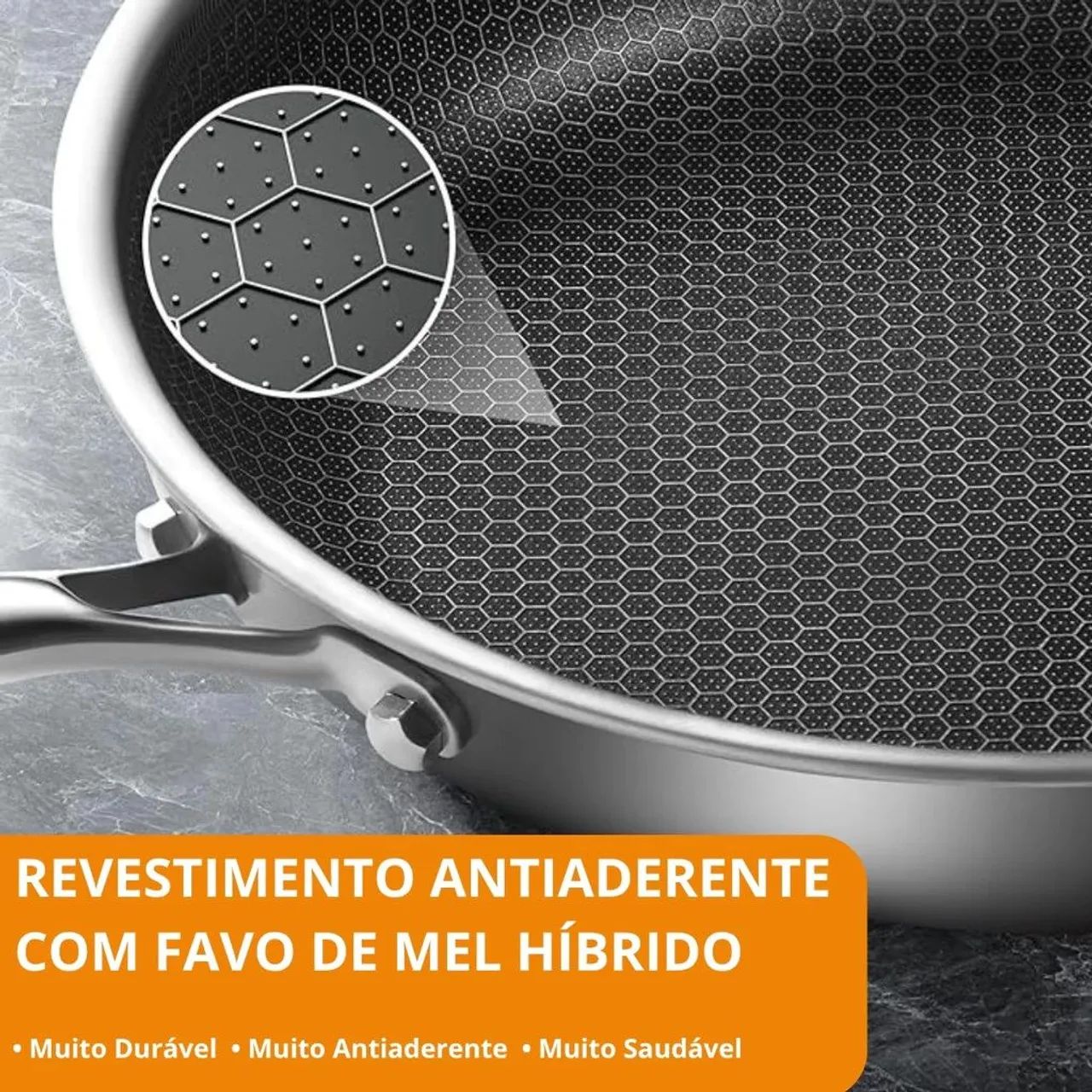 Frigideira Colméia em Aço inox 24 cm - Foto 4