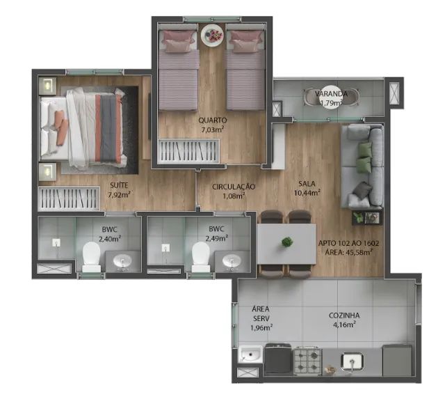 Única Veredas Villa Park - Apto 2/4 com 1 suíte de 57 m², wc social, 1 vaga por 331.750,00 - Foto 18