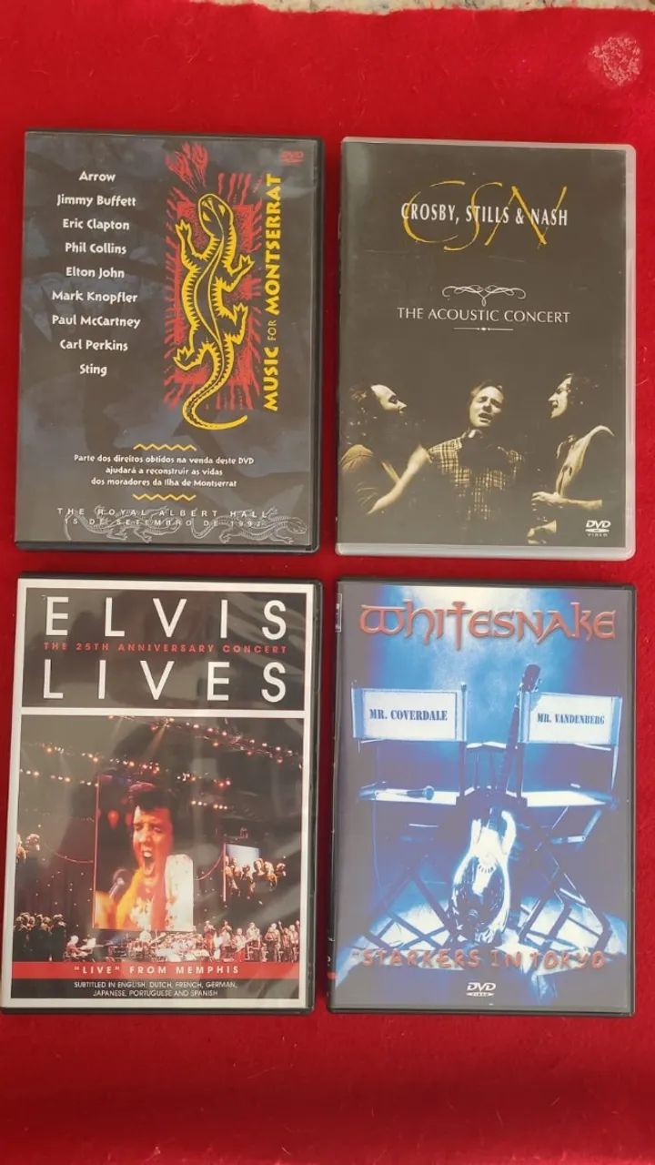 Lote com 4 DVDs pop-rock internacional ao vivo
