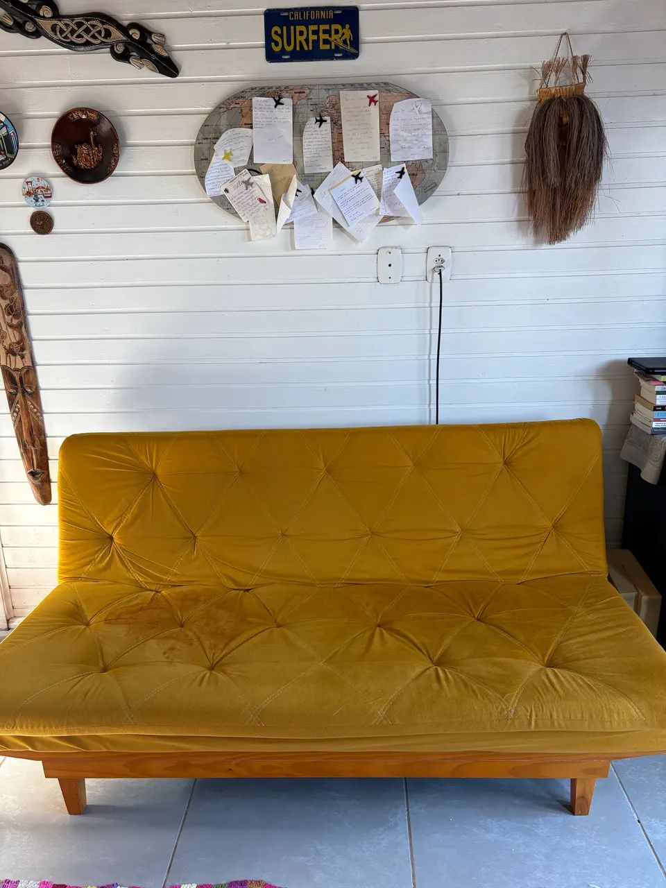 Sofá-cama amarelo ? ótimo para 2 pessoas - Foto 2