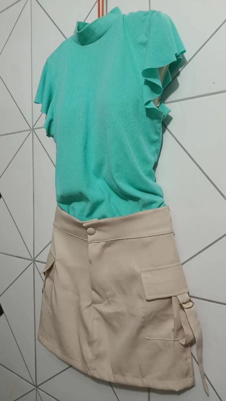 Saia cargo + Blusa verde - Foto 2