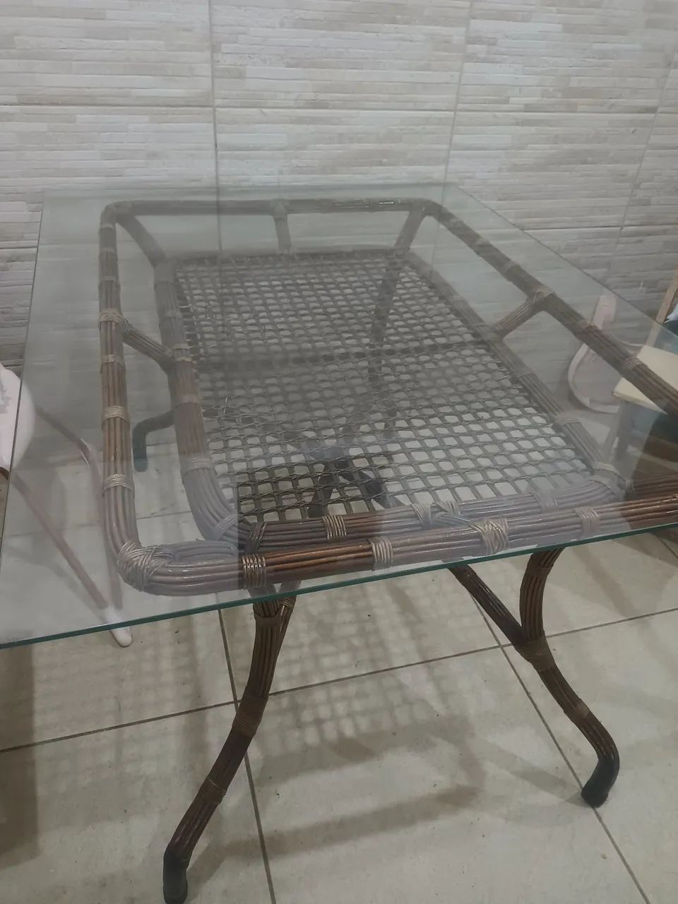 Mesa vidro 6 lugares 