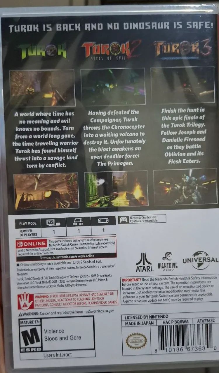 Turok Trilogy Nintendo Switch Lacrado  - Foto 2