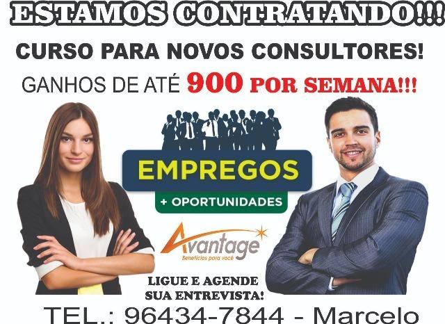 Contratação imediada consultores de vendas . ganhos semanais 900,00