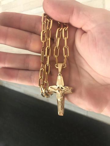 Corrente elo grosso com pingente Cruz - Foto 2