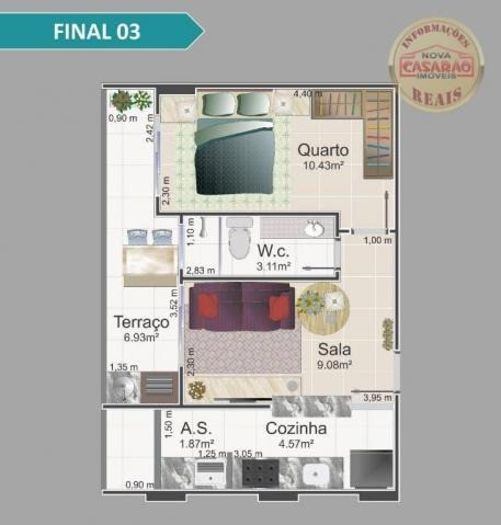 Apartamento com 1 dormitório à venda, 42 m² por R$ 212.150,00 - Balneário Flórida - Foto 8