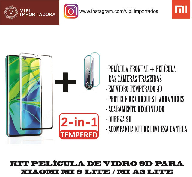 Kit Película 9D Vidro Temperado para Xiaomi Mi 9 Lite / Mi A3 Lite - Foto 5