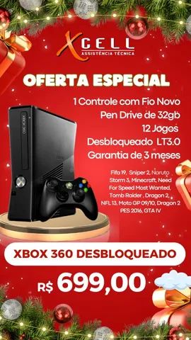 Xbox 360 Desbloqueado 10 Jogos 1 Controle