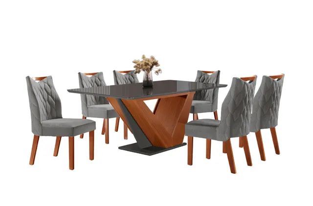 Mesa 6 Cadeiras Apollo Castanho Premium/Chumbo ftt4 - Foto 2