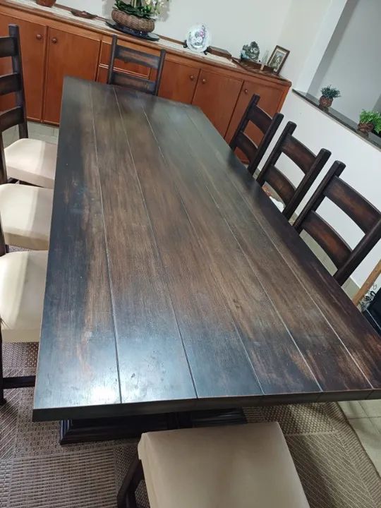 linda mesa de jantar com 10 cadeiras estofada - Foto 2