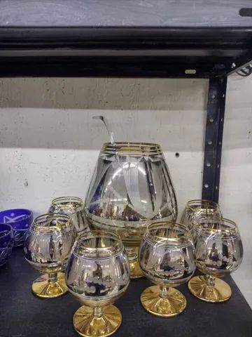 Jogo de Poncheira de cristal lapidado espelhado c/ 6 taças - Foto 4