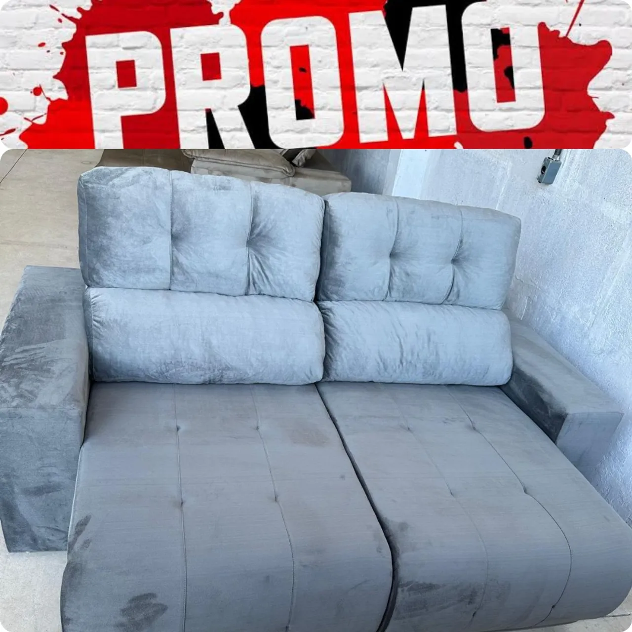 Promoção sofá retrátil cinza claro super confortável