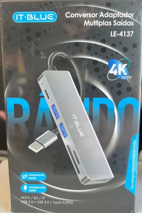 Hub USB-C 6 em 1 Modelo LE4137 - It.Blue - Foto 3