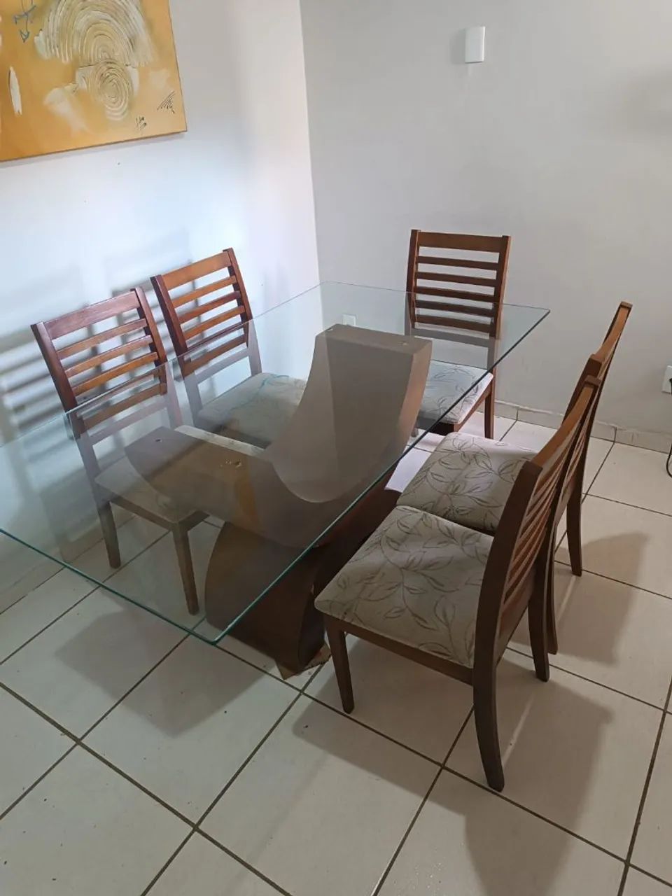 Mesa de Jantar de Vidro com 6 Cadeiras