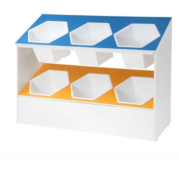 Estante com 2 Prateleiras e 6 baús para Brinquedos.