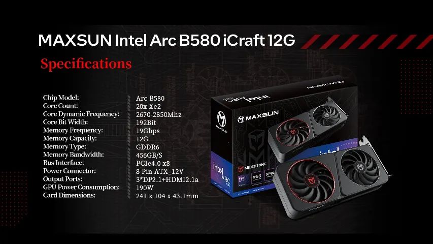 Placa De Vídeo Maxsun Intel Arc B580 Milestone, 12GB, GDDR6, Ray Tracing, Nova, Lacrada - Foto 2