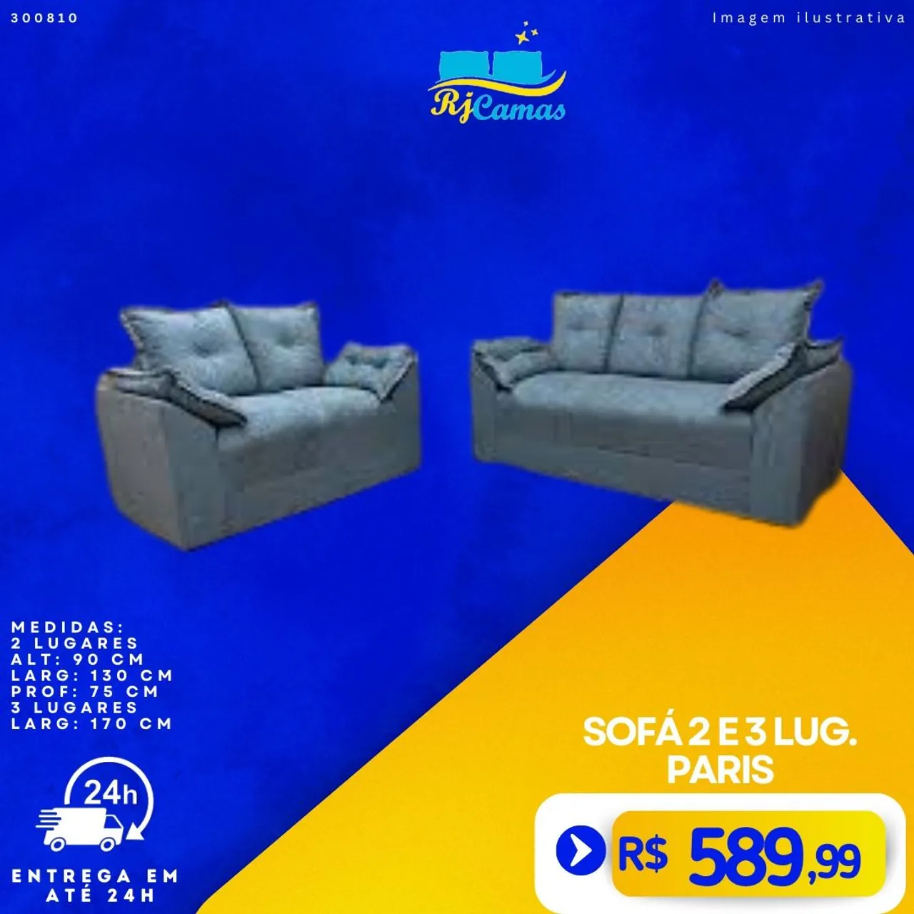 Sofá 2 e 3 Lugares Paris - Novo