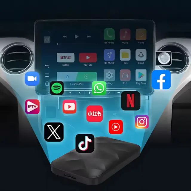 Transforme Central Mult em Android 14 CarPlay Auto Sem Fio Play Store APP YouTube Netflix - Foto 4