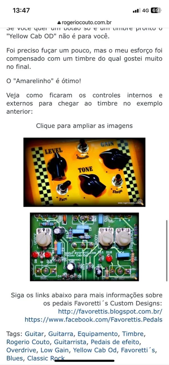 Pedal de Overdrive Yellow Cab Od da Favretti's - Foto 2