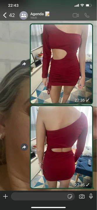 Vestido Vermelho com Decote e Manga Longa, novo - Foto 3