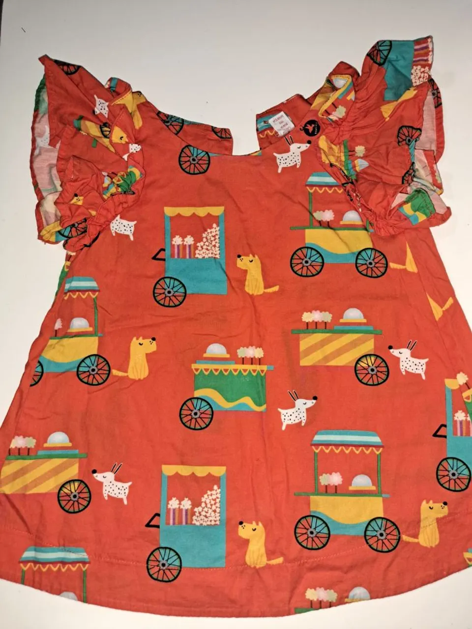 Vestido Infantil Menina - Carrinho de Pipoca - Tamanho 1